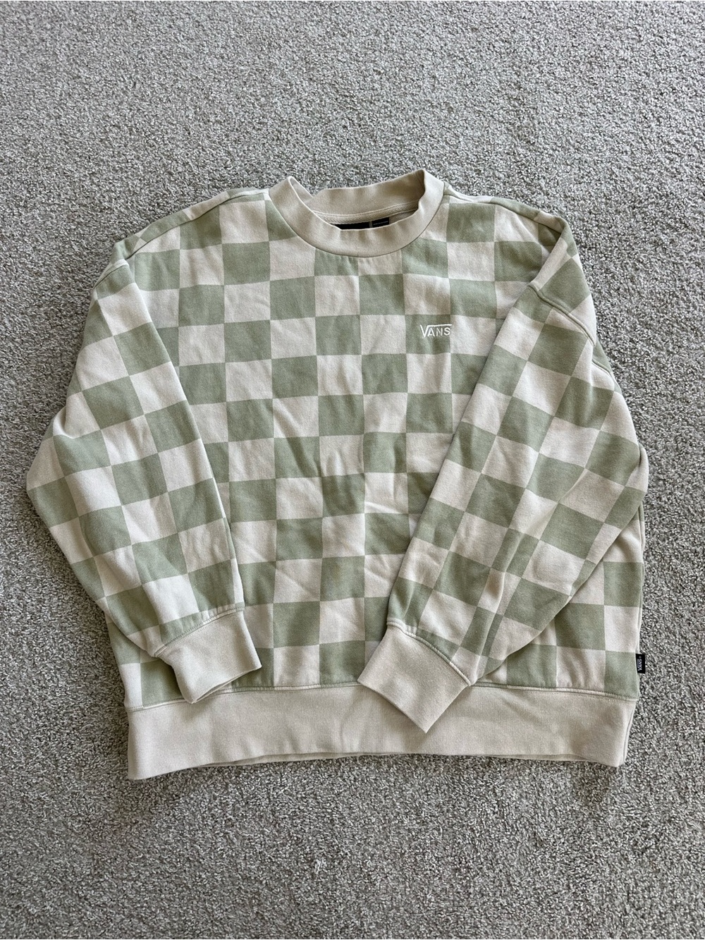 Vans Sage and Off-White Checkerboard Crewneck Sweatshirt